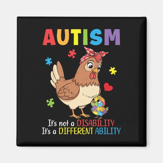 Aimant Sensibilisation à l'autisme Mère Poulet Capacité d (Devant)