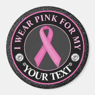 Aimant Sensibilisation au cancer du sein Je porte du rose