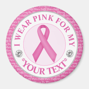 Aimant Sensibilisation au cancer du sein Je porte du rose