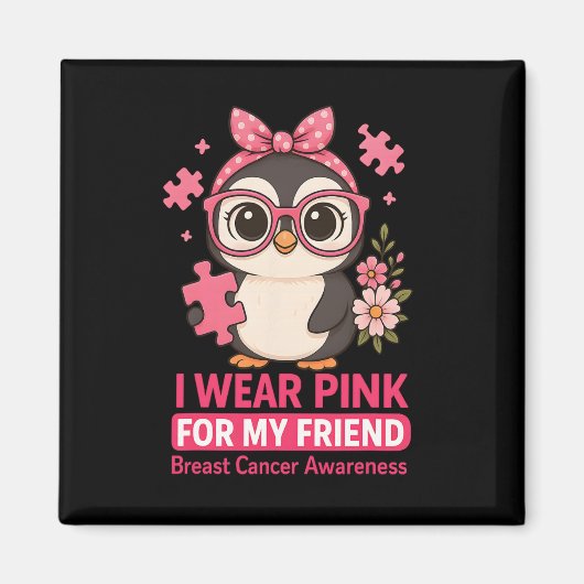 Aimant Sensibilisation au cancer du sein Je porte le rose (Devant)