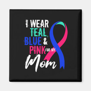 Aimant Sensibilisation au cancer pour ma mère bleu rose T
