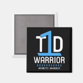 Aimant Sensibilisation au diabète Ruban bleu T1D Guerrier (Recto/Verso)