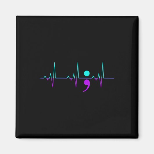 Aimant Sensibilisation au suicide Heartbeat Happy Ribbon (Devant)