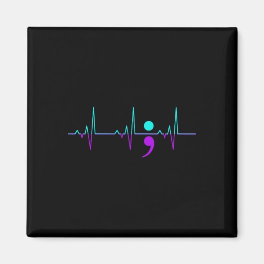 Aimant Sensibilisation au suicide Heartbeat Happy Ribbon (Devant)