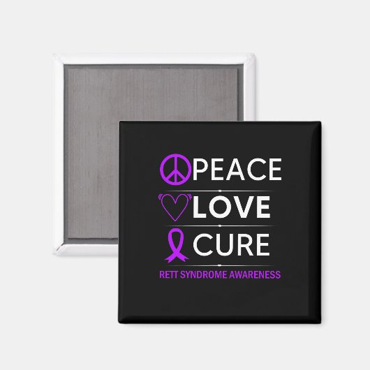 Aimant Sensibilisation au syndrome Peace Love Cure Purple (Recto/Verso)