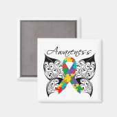 Aimant Sensibilisation aux papillons de tatouage - Autism (Recto/Verso)