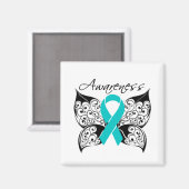 Aimant Sensibilisation aux papillons de tatouage - Cancer (Recto/Verso)