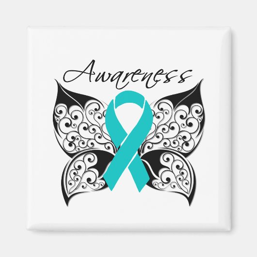 Aimant Sensibilisation aux papillons de tatouage - Cancer (Devant)