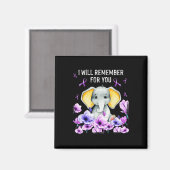 Aimant Sensibilisation Joli Eléphant Je Me Souviendrai De (Recto/Verso)