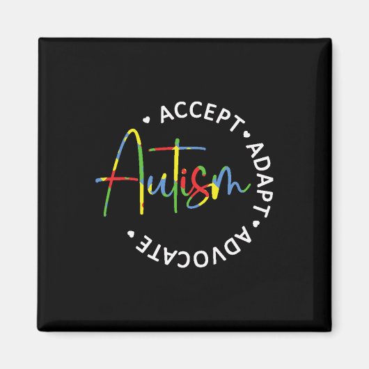 Aimant Sensibilisation sur l'autisme Accepter Adapt Advoc (Devant)