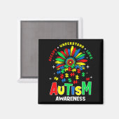Aimant Sensibilisation sur l'autisme colorée Accepter Com (Recto/Verso)