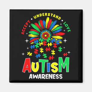 Aimant Sensibilisation sur l'autisme colorée Accepter Com