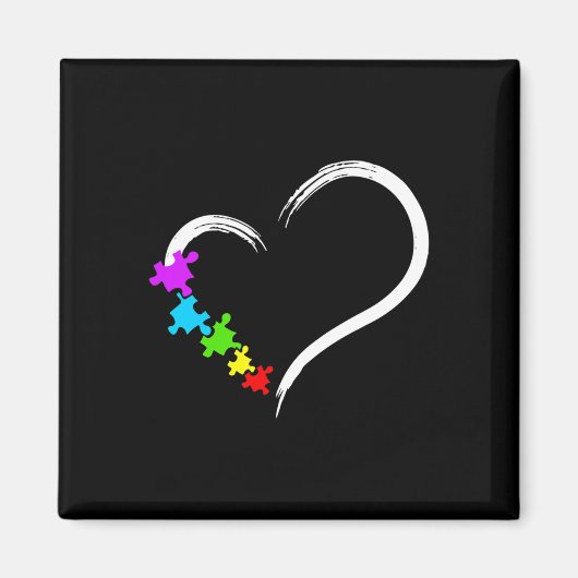Aimant Sensibilisation sur l'autisme de coeur Puzzle d'am (Devant)