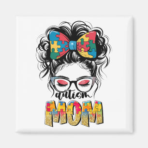 Aimant Sensibilisation sur l'autisme Messy Bun Autisme Ma