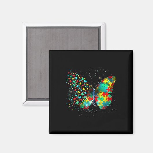 Aimant Sensibilisation sur l'autisme Papillon Peace Lover (Recto/Verso)