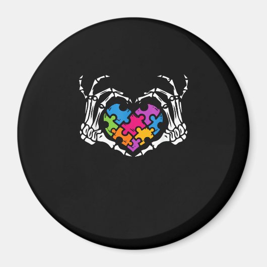 Aimant Sensibilisation sur l'autisme s Skeleton Main Hear (Devant)