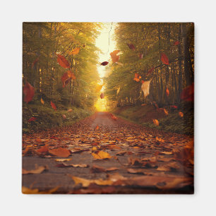 Aimant Sentier forestier automnal Feuilles tombantes