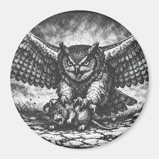 Aimant Sentinelle Hibou ailé par BurnsInHell (Devant)