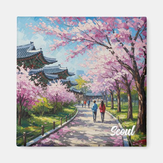 Aimant Séoul Corée du Sud : fleurs de cerisiers (Devant)