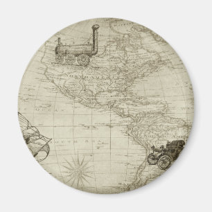 Aimant Sepia Old Antique Vintage États-Unis Carte Voyage