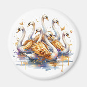 Aimant Sept cygnes nage | Douze jours de Noël (Devant)