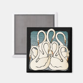 Aimant Sept cygnes une natation (Recto/Verso)