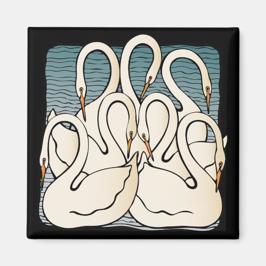 Aimant Sept cygnes une natation (Devant)