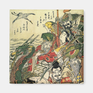 Aimant Sept dieux de bonne fortune Hokusai Fine Art