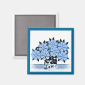 Aimant Sept fleurs et bleus de vase (Recto/Verso)