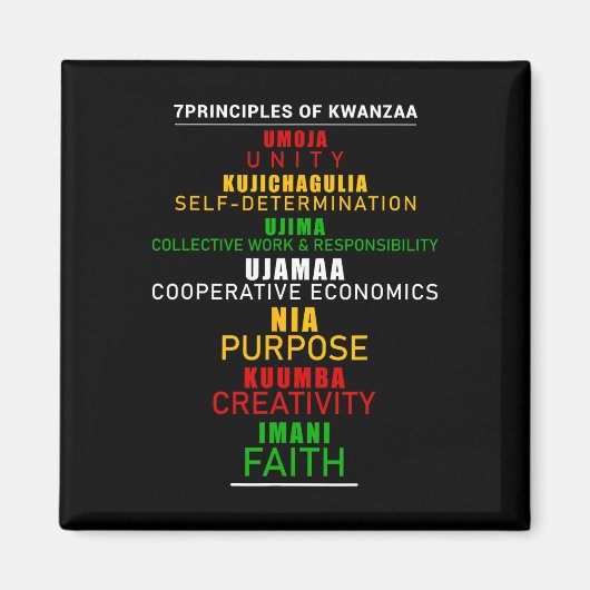 Aimant Sept Principes De Kwanzaa Christmas Afro-america (Devant)