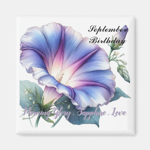 Aimant Septembre Birthstone Sapphire et Morning Glory