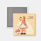 Aimant Seras-tu ma Saint-Valentin ? Art vintage (Recto/Verso)