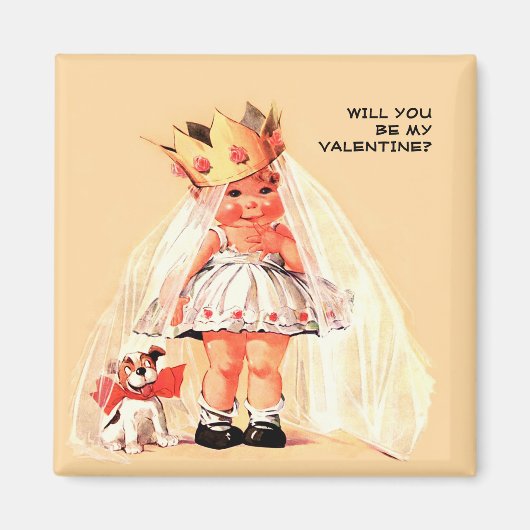 Aimant Seras-tu ma Saint-Valentin ? Art vintage (Devant)