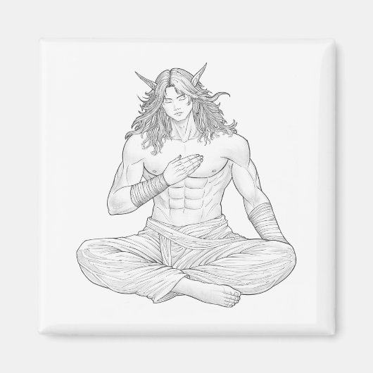 Aimant Serene Elf Warrior | Fantasy Anime Character Art (Devant)