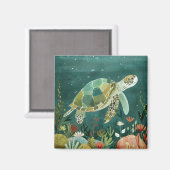 Aimant Serene Sea Turtle : Oasis sous-marine (Recto/Verso)
