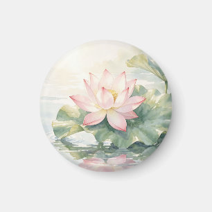 Aimant Sérénité Lotus Rose Aquarelle