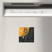 Aimant sérigraphie oiseaux : lune d'orange (In Situ (Lave-vaisselle))