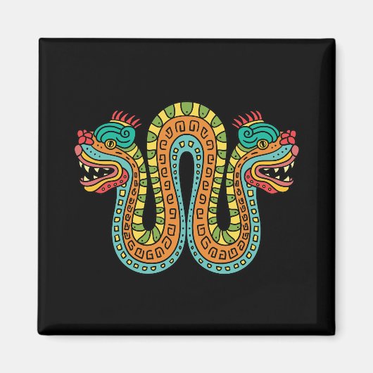 Aimant Serpent Double Tête Aztèque Mexique Art (Devant)