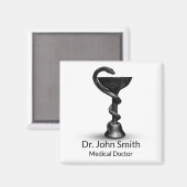 Aimant Serpent Médicale noir Hygieia Caduceus blanc (Recto/Verso)