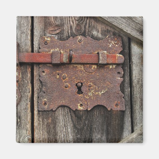 Aimant Serrure à loquet rustique sur planche de grange (Devant)