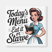 Aimant Serveuse Rétro des Années 50 – Cuisine de Restaura (Devant)