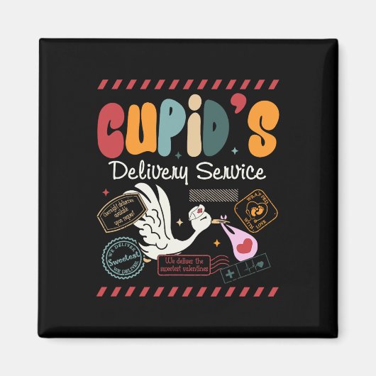 Aimant Service de livraison de Cupidons Infirmière de tra (Devant)