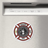 Aimant Service d'incendie AJOUTER LE NOM Pompier Insigne  (In Situ (Lave-vaisselle))