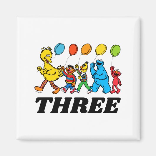 Aimant Sesame Street Pals 3rd Birthday Balloons Toddler  (Devant)