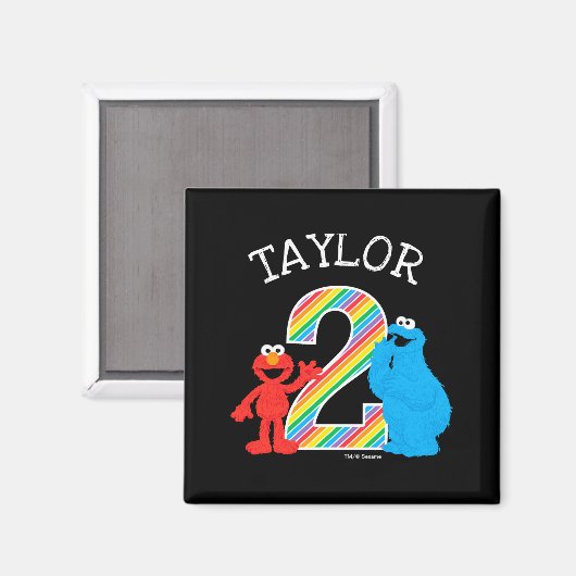 Aimant Sesame Street Pals Chalkboard Rainbow 2nd Birthday (Recto/Verso)