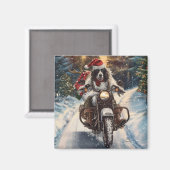 Aimant Setter Anglais Chien à Moto Noël (Recto/Verso)