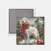 Aimant Setter Anglais Chien dans la neige Noël (Recto/Verso)