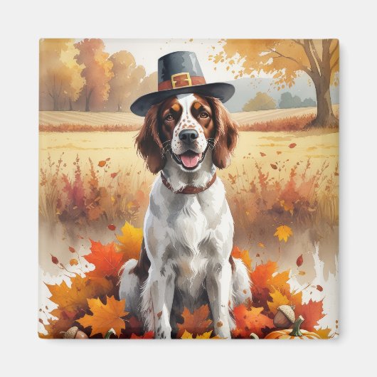 Aimant Setter Anglais Dans Les Feuilles D'automne Art De  (Devant)