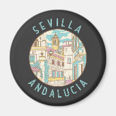 Aimant Sevilla Spain Distressed Circle (Devant)