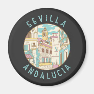 Aimant Sevilla Spain Distressed Circle